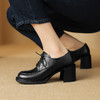 【预售5天】厚底乐福鞋女新款真皮小个子高跟单鞋粗跟小皮鞋子XMN&3750 商品缩略图5