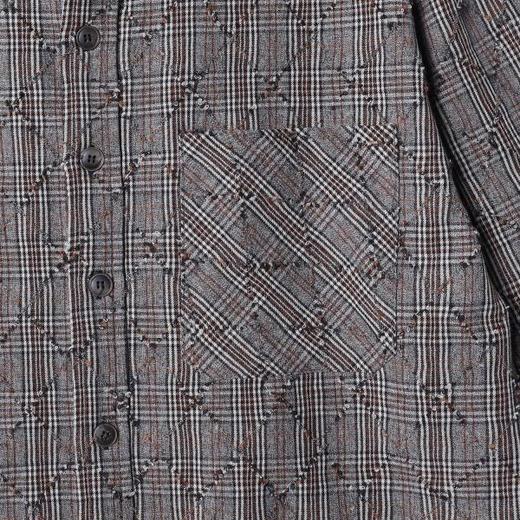 SDSA男装2026新款高贵轻奢简约时尚菱形格纹拼接连帽衬衫百搭时尚 商品图2