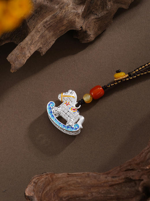 子佩集【好运加马】银S999钥匙扣【BJ0001683】小摆件花丝珐琅彩白马2602 商品图3