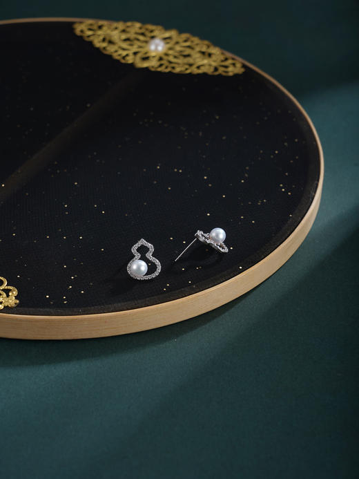 子佩集【福禄璀璨】银S925珍珠惜王妃耳钉【QJED001】双色葫芦2602 商品图6