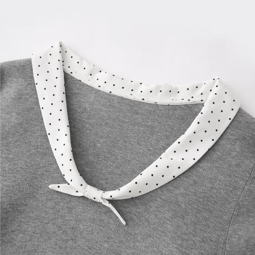 HERLIAN 2026年春夏新品波点蝴蝶结拼接修身女士短袖针织衫 商品图3