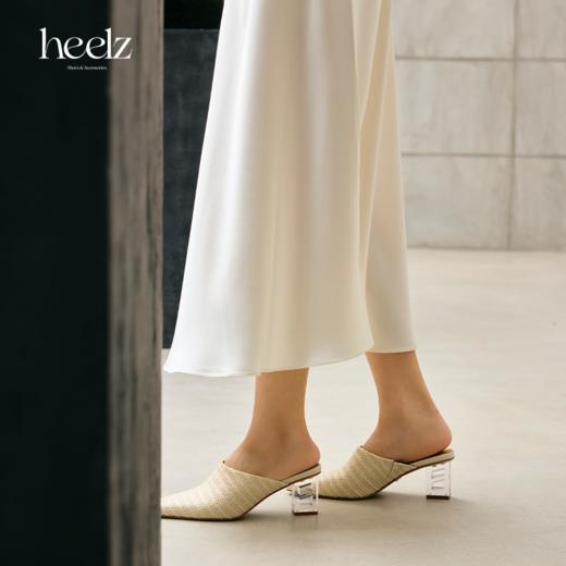 heelz设计师鞋履 | H 水晶跟拉菲草穆勒鞋 6公分 商品图1