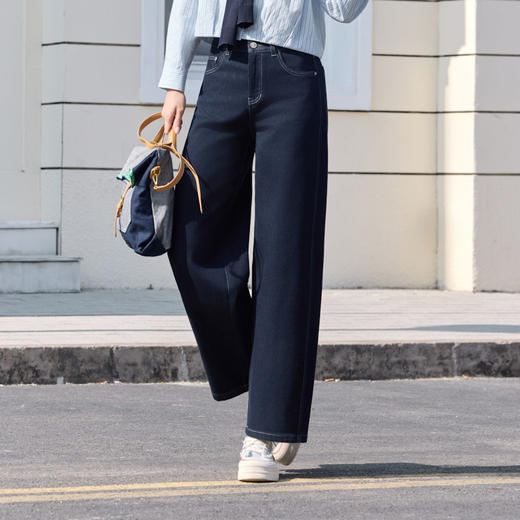 半身缘女裤 春季宽松时尚复古莱赛尔弯刀牛仔裤261102P10120160 商品图1