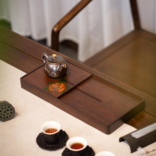 重竹秋实盛水干泡漆艺茶盘茶台家用托盘干泡台茶道配件茶具零配 商品图4
