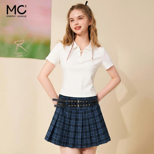 女装高腰双腰带格纹百褶裙-S6363Q2231202 商品图2