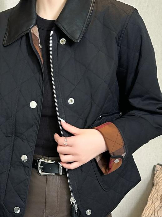 【大牌BBR家同款】颖范 拼皮翻领菱格外套 气质百搭 商品图4