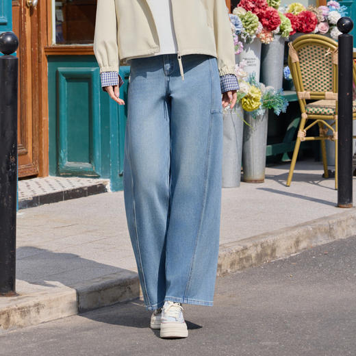 半身缘女裤 春季时尚复古香蕉裤型宽松洗水牛仔裤261102P10120189 商品图1