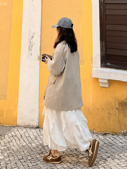 【百图lulu定制】【舒展风衣】一手长 灯芯绒拼接衣领 全棉 风衣 商品图4