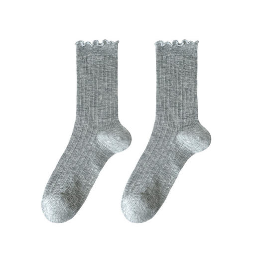 【19.9秒10双❗️芭蕾风木耳边堆堆袜】精致木耳边袜口 + 透气镂空纹理，自带柔焦滤镜，搭配玛丽珍鞋、芭蕾鞋，轻松拿捏纯欲氛围感，拍照上镜又减龄，花边透气网眼miu系蕾丝女袜子L 商品图3