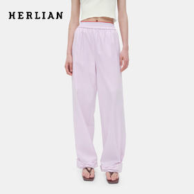 HERLIAN 2026年春夏新品裤脚立体蝴蝶结设计女士宽松直筒休闲长裤