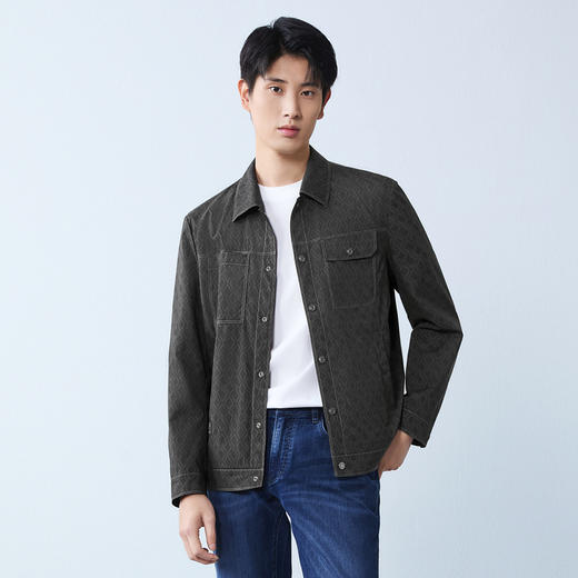 【印花工装茄克】柒牌男装2026春季新款几何图形都市休闲百搭夹克 130K70490 商品图1