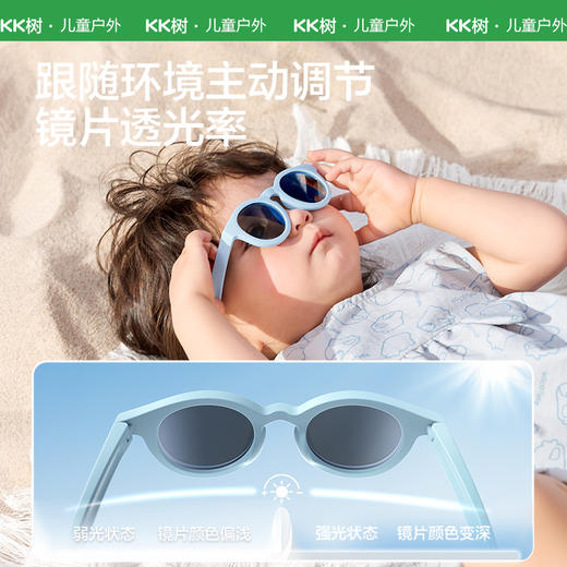KK树婴儿墨镜小月龄不伤眼睛0-3岁宝宝防晒太阳眼镜男女孩潮时尚小猫瞳感光软软镜 商品图1