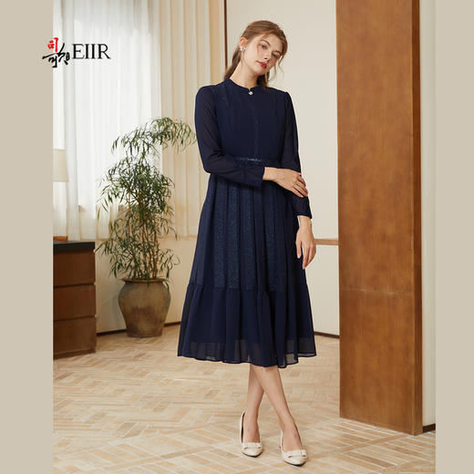 司歌古典收腰显瘦长袖端庄连衣裙A921103X 商品图0