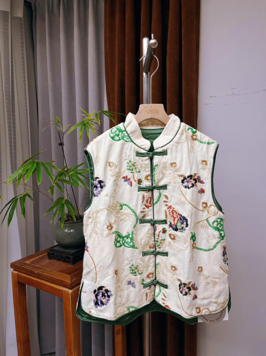 原单重磅重工亮片中式风碰撞马甲背心外套 商品图0