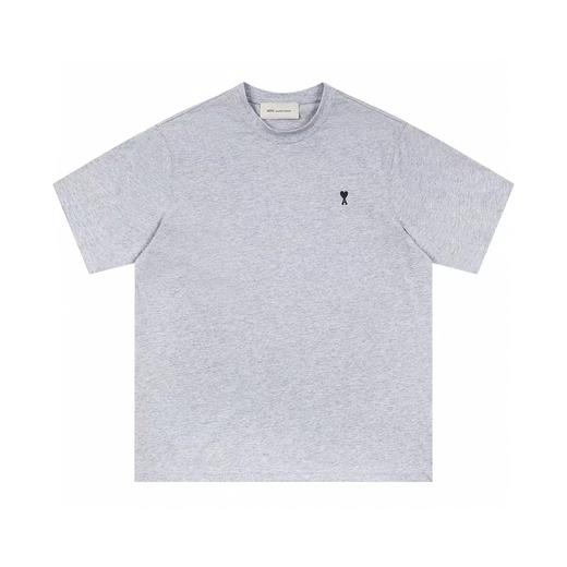 F0304116黑色小爱心刺绣圆领日常百搭双纱面料情侣短袖T恤 商品图4