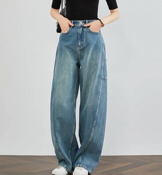 老米优品🎈3-5天!《设计款弯刀牛仔裤》磨白做旧，有弹力，超酷版型，慵懒有范儿~~K260304A 商品图0