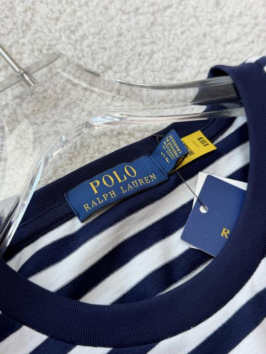 RL拉夫夏季圆领海军条纹刺绣小马短袖T恤男女同款 商品图10