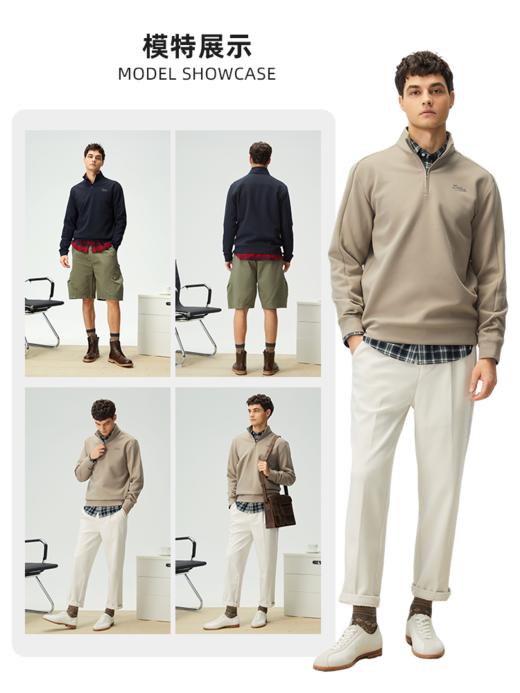 波顿男士三季半拉链长袖针织衫｜立领设计利落，商务休闲一件兼顾MT066126 商品图3