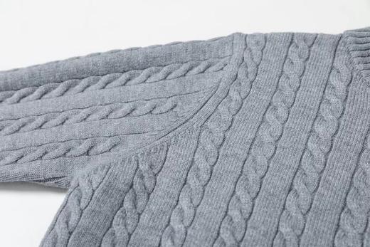 F0304129小马刺绣半拉链立领纯色麻花针织毛衣男女同款 商品图12