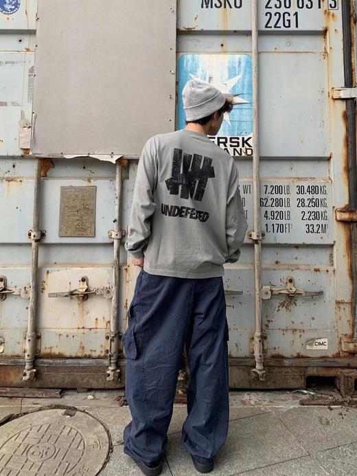 F030484五道杠水洗做旧撞色双Logo印花厚款打底长袖T恤 商品图4