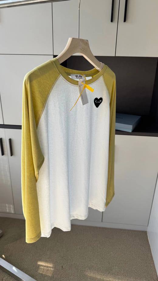 F030449新款长袖宽松时髦假两件V领腋下防走光百搭设计感条纹T恤 商品图4