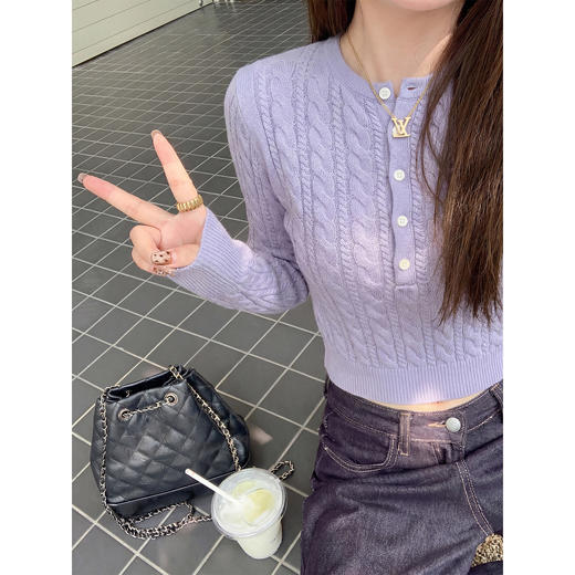 <曾小咸推荐>3.5现货秒杀 ！微信超特价！韩系麻花短款针织衫 日常199.99 立减120 秒杀79.99！！ 商品图3