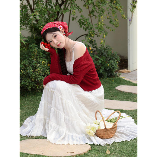 鹿向南「云纱柔梦」法式设计感半身裙女春季新款高腰白色蛋糕裙 商品图4