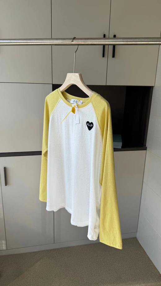 F030449新款长袖宽松时髦假两件V领腋下防走光百搭设计感条纹T恤 商品图2