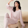 【轻梵 长袖新款莫代尔带胸垫家居服】带胸垫防凸点长袖家居服套装 宽松慵懒亲肤 无感bra 商品缩略图7
