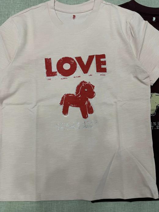 F030490短袖T恤2026春夏季新品马年系列烫钻印花竹节棉质圆领T 商品图13