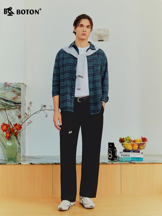 波顿男士三季复古格纹长袖衬衫｜磨毛柔软亲肤，宽松版型有型好搭MS165126 商品图1