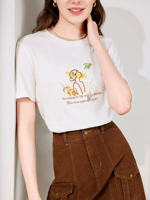 【百图lulu定制】【风禾日丽T恤】立体毛巾刺绣  女生 图案  气质短袖T恤 商品图1