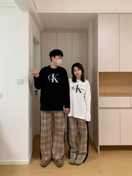 F0304117立体刺绣工艺印花logo情侣圆领纯棉双纱柔软舒适长袖T恤 商品图5