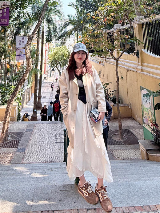 【百图lulu定制】【舒展风衣】一手长 灯芯绒拼接衣领 全棉 风衣 商品图3