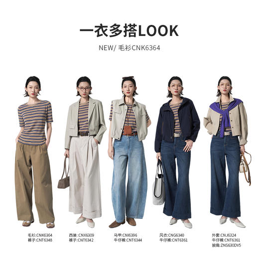 【商场同款】CNK6364 “ 复古条纹毛衫 ” 点亮搭配 职场好物短袖T恤 商品图7