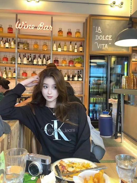 F0304117立体刺绣工艺印花logo情侣圆领纯棉双纱柔软舒适长袖T恤 商品图12