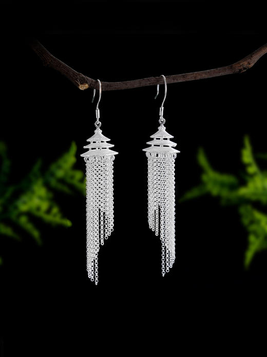 子佩集S990银【流韵宫灯】耳环【QFES044】纯银花丝宫灯故宫天坛流苏2410 商品图2