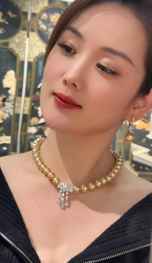 GAONAS高纳仕 仿真珍珠12mm金色珠项链 商品图4