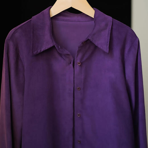 【99特惠】葡萄紫灯芯绒全棉衬衫，全棉灯芯绒，手感柔和厚实。显白、高级、百搭，2个尺码，80-140斤都能穿【3-7天发货，周末顺延】【G】 商品图2