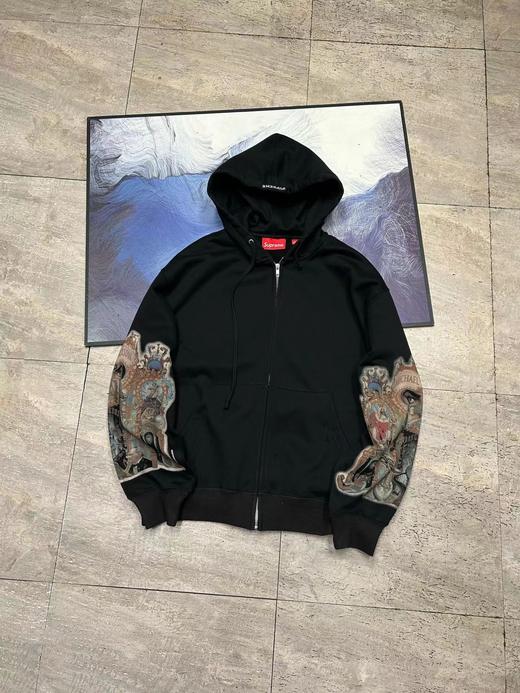 F030406联名款袖子眼睛印花图案休闲宽松连帽拉链卫衣外套男女同款 商品图7