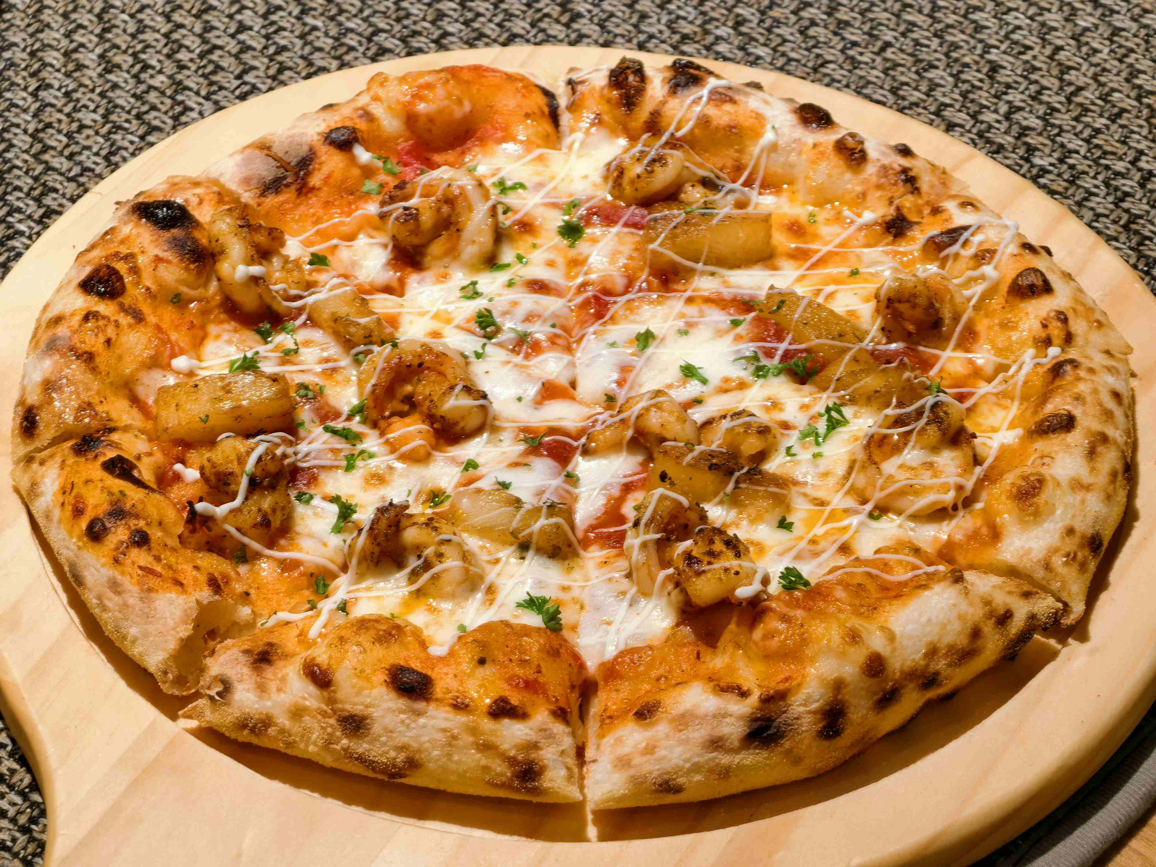 奶油虾仁玉米披萨