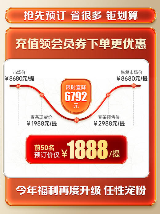3月5日中午12点【薄荷塘高杆】2026年春茶预售重磅升级为高杆产品未被矮化的稀缺产品，树高全部超10米，薄荷塘二类高杆，媲美I类品质100克/饼 5饼/提 商品图1
