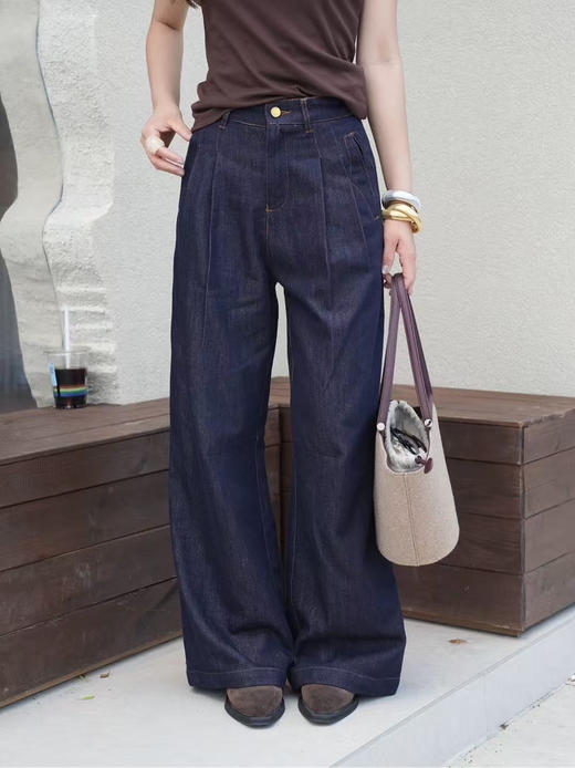 原单阔腿直筒牛仔裤 商品图0