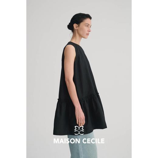 MAISON CECILE 三色|亚麻高支棉简约松弛感圆领无袖娃娃衫上衣 商品图2