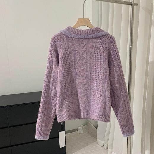 【来点不一样的】柜999+！温柔双色纱！2026羊毛混纺复古麻花翻领针织开衫毛衣外套女春款！ 商品图4