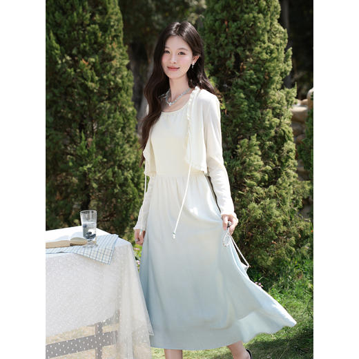 鹿向南「兰风海调」设计感春季百搭渐变色裙子明媚简约清爽连衣裙 商品图1