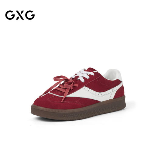 GXG通勤男鞋时尚百搭德训鞋红白拼接休闲鞋复古运动潮鞋 商品图1