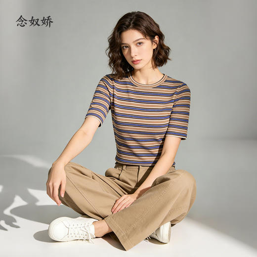 【商场同款】CNK6364 “ 复古条纹毛衫 ” 点亮搭配 职场好物短袖T恤 商品图5