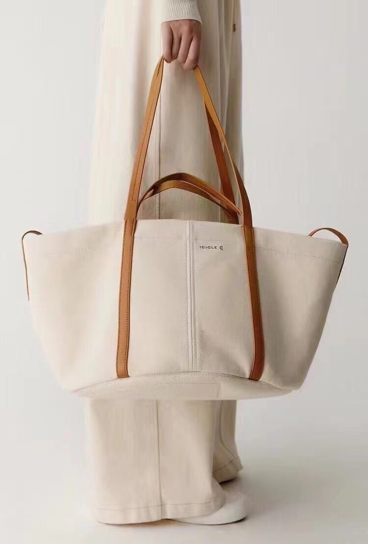 F030458帆布大容量简约实用柔软日常通勤风老钱度假风叶子包