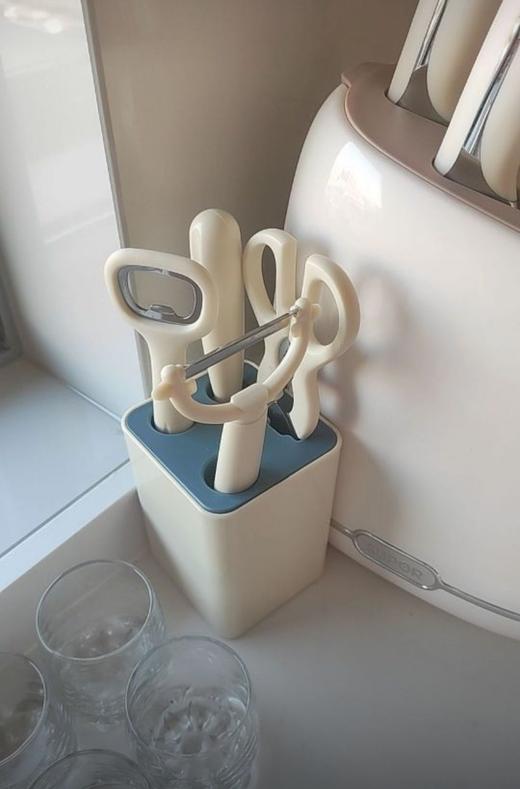 【小来】19.9到手！精致网红厨具五件套，水果刀、多功能剪刀、削皮器、开瓶器、可沥水收纳盒 商品图1